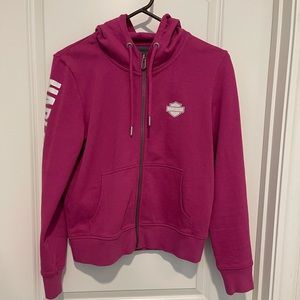 Harley Davidson, Fuchsia, Full-Zip Up Hoodie, Size Small